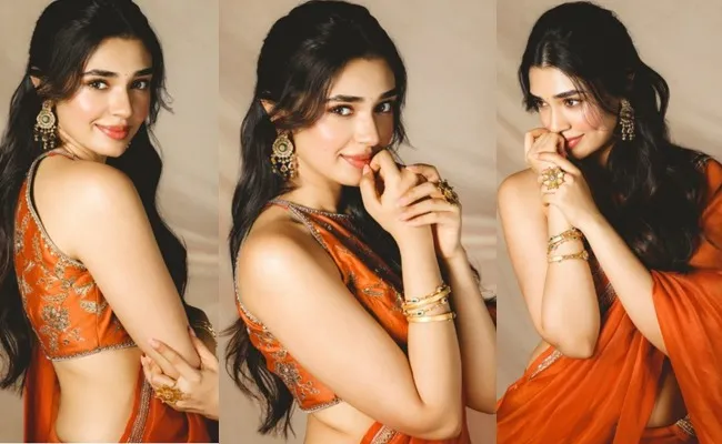 Hot Kalyan Rams Heroine Stuns In Orange Saree